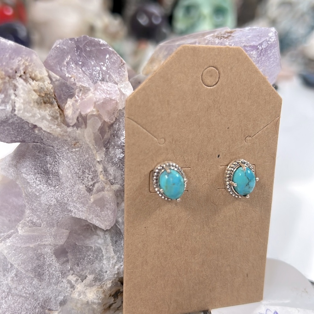 Solid Sterling Silver Turquoise Studs - image 3